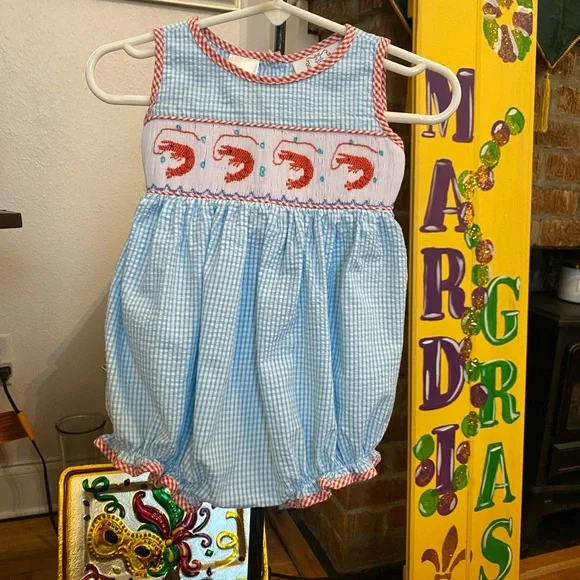 Lulu Bebe Infant Girls Smocked Romper size 6 months - Picture 13 of 13